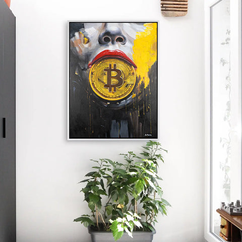 Leinwandbild handgemalt mit Acrylfarbe und Strukturpaste im Hochformat, Preis der Stille, 90x120 mit Bilderrahmen in Weiß