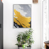 Leinwandbild handgemalt mit Acrylfarbe und Strukturpaste im Hochformat, Goldene Reflexionen, 90x120 mit Bilderrahmen in Weiß
