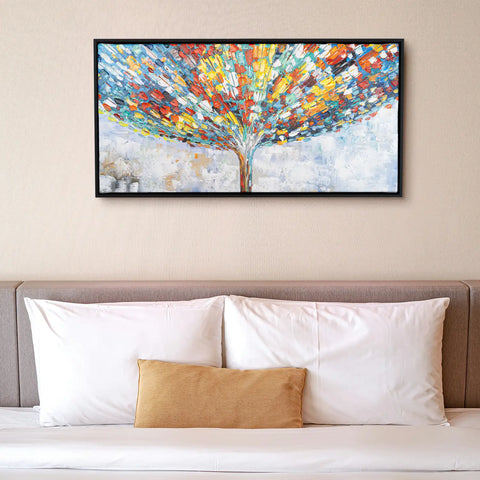 Leinwandbild handgemalt mit Acrylfarbe und Strukturpaste im Panorama, Klang der Stille, 100x200 ohne Rahmen