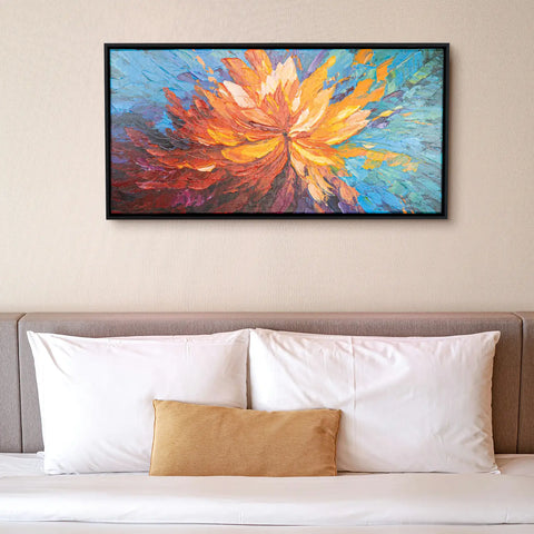 Leinwandbild handgemalt mit Acrylfarbe und Strukturpaste im Panorama, Balance im Chaos, 100x200 ohne Rahmen