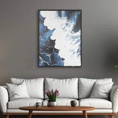 Leinwandbild handgemalt mit Acrylfarbe und Strukturpaste im Hochformat, Wellen des Seins, 150x200 ohne Rahmen