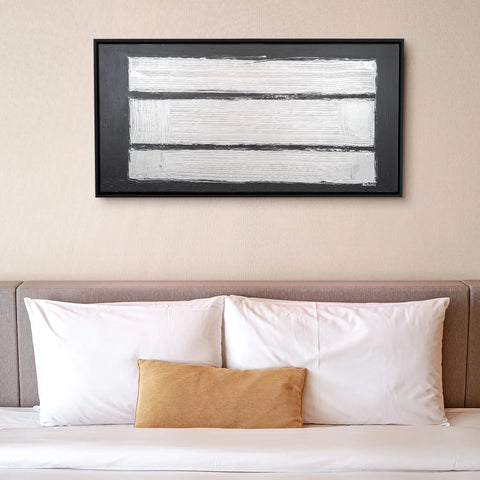 Leinwandbild handgemalt Gemälde mit Acrylfarbe und Strukturpaste im Panorama, Reflexion, 200x100 ohne Rahmen