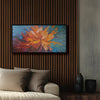 Leinwandbild handgemalt mit Acrylfarbe und Strukturpaste im Panorama, Balance im Chaos, 100x200 mit Bilderrahmen in Weiß
