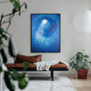 Leinwandbild handgemalt mit Acrylfarbe und Strukturpaste im Hochformat, Tiefen der Stille, 150x200 mit Bilderrahmen in Weiß