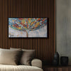 Leinwandbild handgemalt mit Acrylfarbe und Strukturpaste im Panorama, Klang der Stille, 100x200 mit Bilderrahmen in Weiß