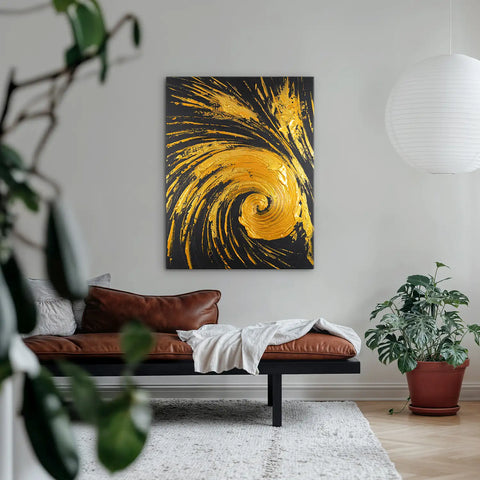 Leinwandbild handgemalt mit Acrylfarbe und Strukturpaste im Hochformat, Der Fall des Glanzes, 75x100 ohne Rahmen