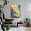 Leinwandbild handgemalt mit Acrylfarbe und Strukturpaste im Hochformat, Der Raum dazwischen, 90x120 mit Bilderrahmen in Eiche Dunkel