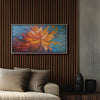 Leinwandbild handgemalt mit Acrylfarbe und Strukturpaste im Panorama, Balance im Chaos, 70x140 mit Bilderrahmen in Eiche Dunkel