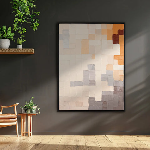 Leinwandbild handgemalt mit Acrylfarbe und Strukturpaste im Hochformat, Kosmische Ordnung, 150x200 mit Bilderrahmen in Schwarz