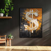 Leinwandbild handgemalt mit Acrylfarbe und Strukturpaste im Hochformat, Dollar, 150x200 mit Bilderrahmen in Schwarz