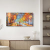 Leinwandbild handgemalt mit Acrylfarbe und Strukturpaste im Panorama, Der Weg des Lichts, 60x120 mit Bilderrahmen in Weiß