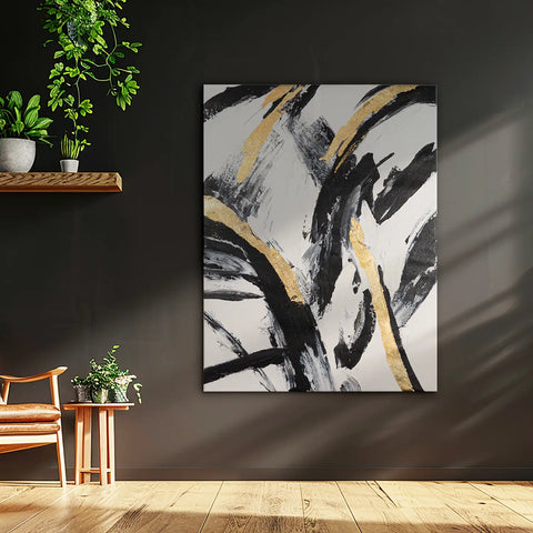Leinwandbild handgemalt mit Acrylfarbe und Strukturpaste im Hochformat, Ewiger Moment, 75x100 mit Bilderrahmen in Weiß