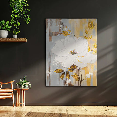 Leinwandbild handgemalt mit Acrylfarbe und Strukturpaste im Hochformat, Schoepfungskraft, 75x100 mit Bilderrahmen in Weiß