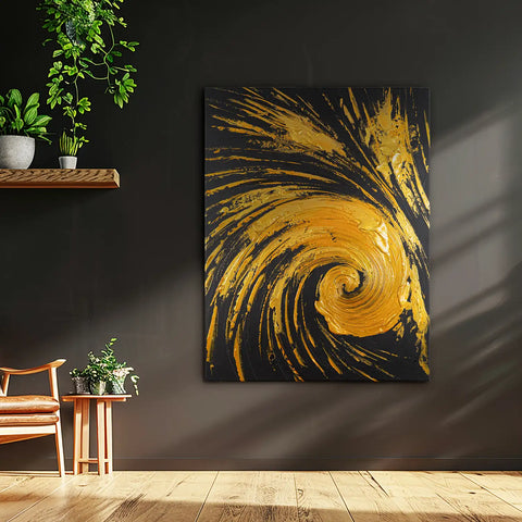 Leinwandbild handgemalt mit Acrylfarbe und Strukturpaste im Hochformat, Der Fall des Glanzes, 75x100 mit Bilderrahmen in Weiß