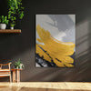 Leinwandbild handgemalt mit Acrylfarbe und Strukturpaste im Hochformat, Goldene Reflexionen, 75x100 mit Bilderrahmen in Weiß