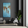 Leinwandbild handgemalt Gemälde mit Acrylfarbe und Strukturpaste im Hochformat, Zeitlose Seele, 100x200 mit Bilderrahmen in Eiche Dunkel