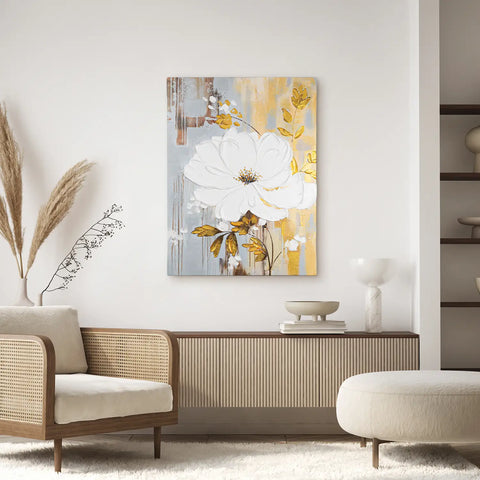 Leinwandbild handgemalt mit Acrylfarbe und Strukturpaste im Hochformat, Schoepfungskraft, 75x100 mit Bilderrahmen in Schwarz
