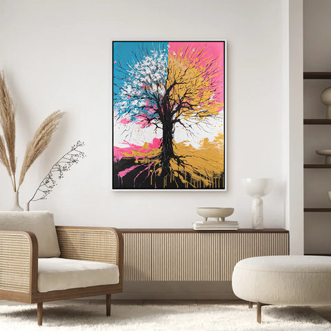 Leinwandbild handgemalt mit Acrylfarbe und Strukturpaste im Hochformat, Chromatischer Wipfel, 120x160 ohne Rahmen
