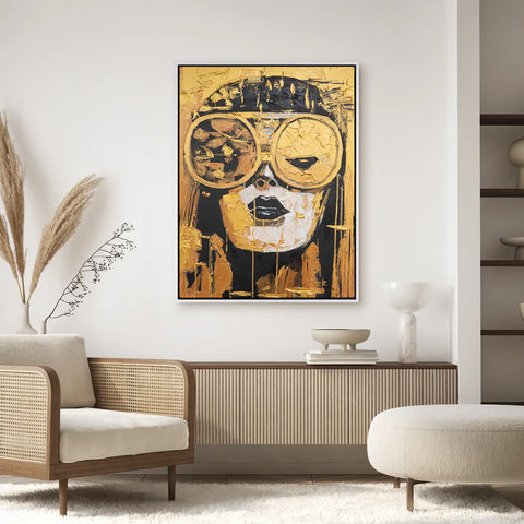 Leinwandbild handgemalt mit Acrylfarbe und Strukturpaste im Hochformat, Die Zukunft traegt Gold, 120x160 ohne Rahmen