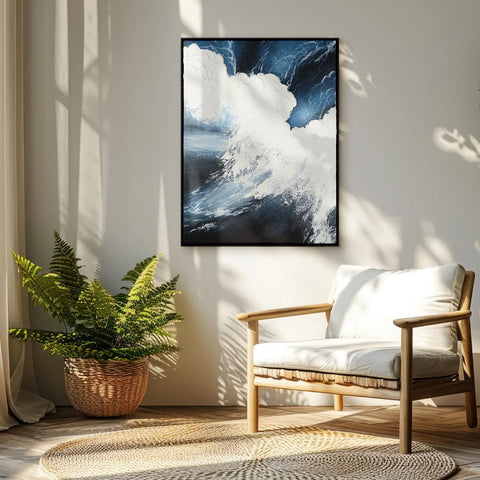 Leinwandbild handgemalt mit Acrylfarbe und Strukturpaste im Hochformat, Polaritaeten des Lebens3, 150x200 mit Bilderrahmen in Eiche Hell