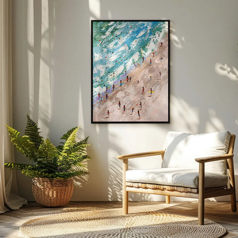 Leinwandbild handgemalt mit Acrylfarbe und Strukturpaste im Hochformat, Raetsel der Existenz, 150x200 mit Bilderrahmen in Eiche Hell