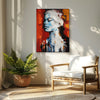 Leinwandbild handgemalt mit Acrylfarbe und Strukturpaste im Hochformat, Atalante, 120x160 mit Bilderrahmen in Weiß