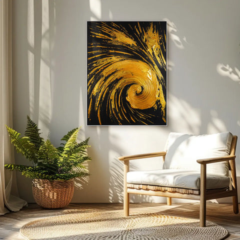 Leinwandbild handgemalt mit Acrylfarbe und Strukturpaste im Hochformat, Der Fall des Glanzes, 120x160 mit Bilderrahmen in Weiß