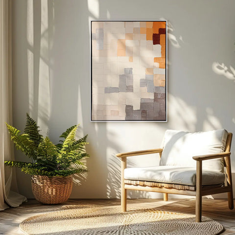 Leinwandbild handgemalt mit Acrylfarbe und Strukturpaste im Hochformat, Kosmische Ordnung, 120x160 mit Bilderrahmen in Weiß