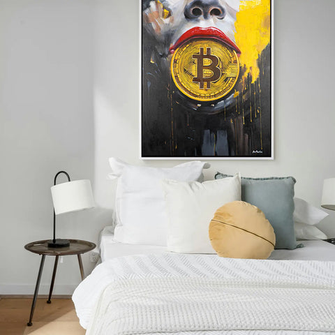 Leinwandbild handgemalt mit Acrylfarbe und Strukturpaste im Hochformat, Preis der Stille, 90x120 mit Bilderrahmen in Schwarz